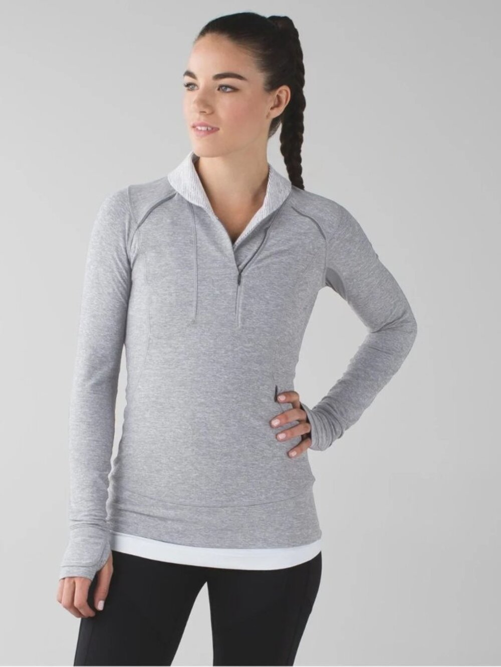 Lululemon Think Fast Pullover Heathered Slate 12